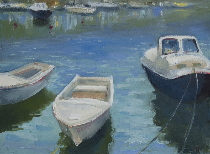 Vidmantas Jažauskas tapytas paveikslas Trys laiveliai, Marinistiniai paveikslai , paveikslai internetu