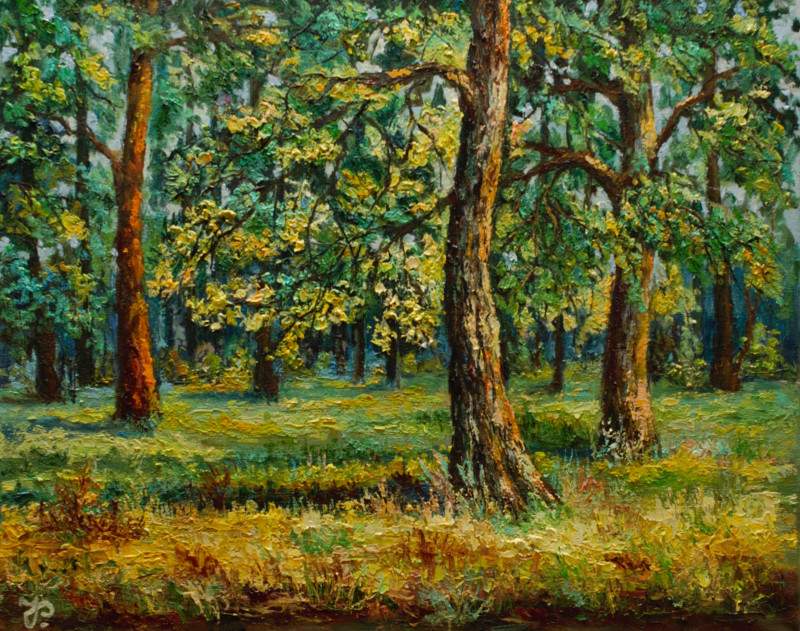 Oak Trees original painting by Irma Pažimeckienė. Landscapes