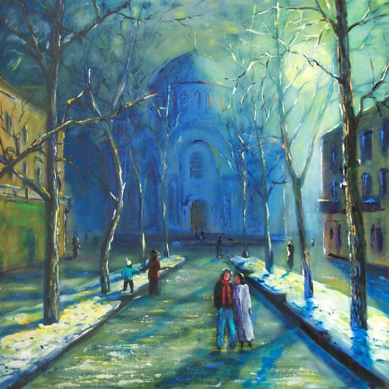 Cheerful Evening original painting by Petras Beniulis. Paintings With People