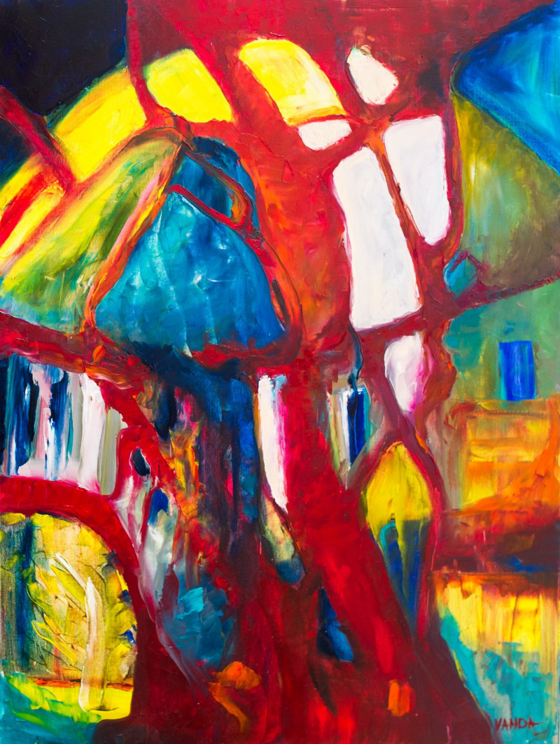 Vanda Kaminskienė tapytas paveikslas Namas po klevu, Abstrakti tapyba , paveikslai internetu