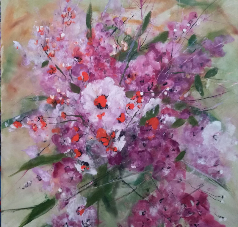 Inesa Škeliova tapytas paveikslas Puokštė 46, Gėlės , paveikslai internetu