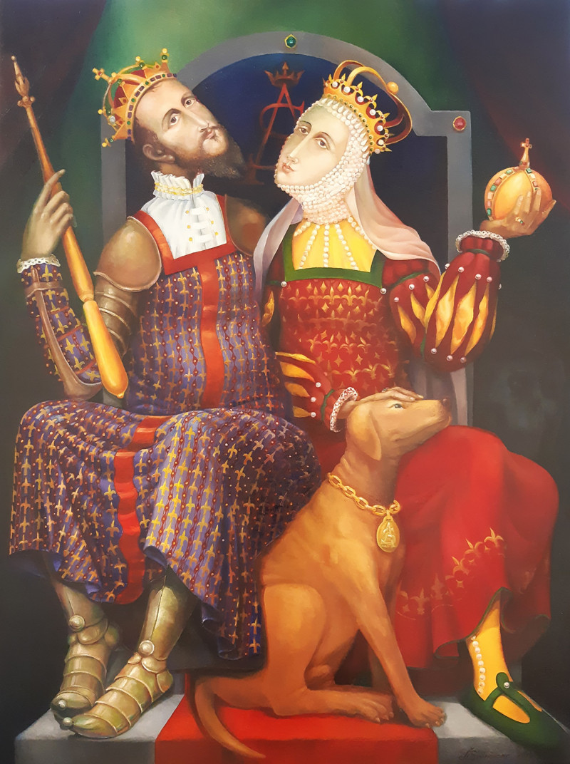 Žygimantas Augustas and Barbora Radvilaitė original painting by Arnoldas Švenčionis. Paintings With People