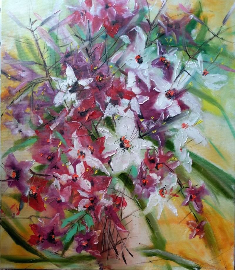 Inesa Škeliova tapytas paveikslas Puokštė 47, Gėlių kalba , paveikslai internetu