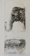 Elephant and Mouse original painting by Eugenijus Lugovojus. Animalistic Paintings