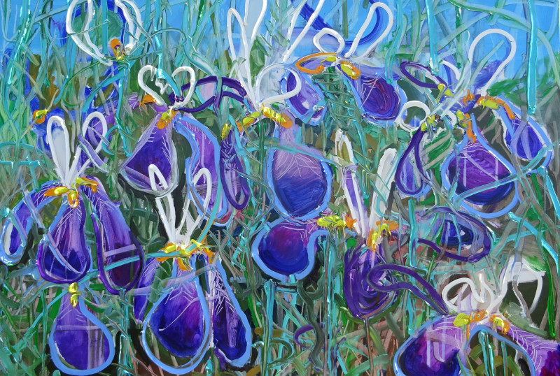 Iris original painting by Vytautas Poška. Flowers