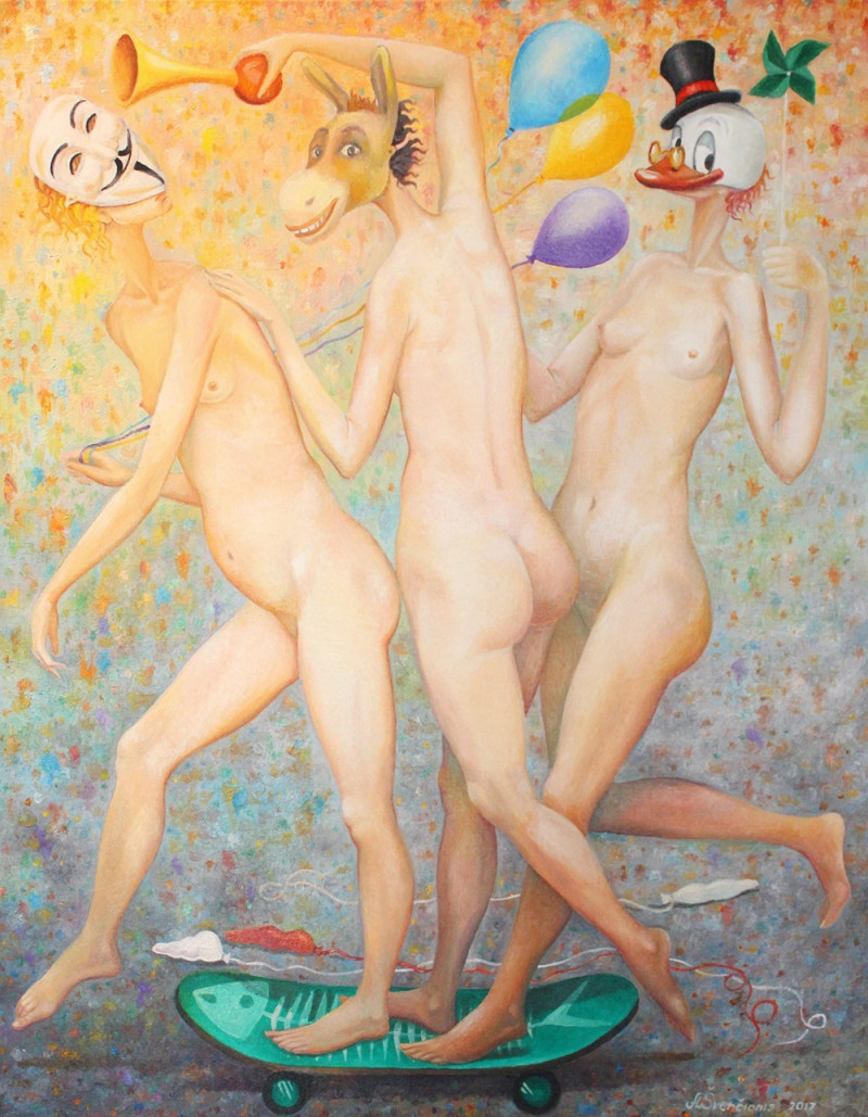 The Graces of Hen Party original painting by Arnoldas Švenčionis. For Art Collectors