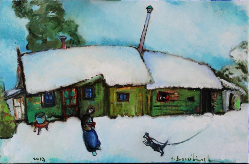 Jonas Daniliauskas tapytas paveikslas Žiemos kiemas, Meno kolekcionieriams , paveikslai internetu