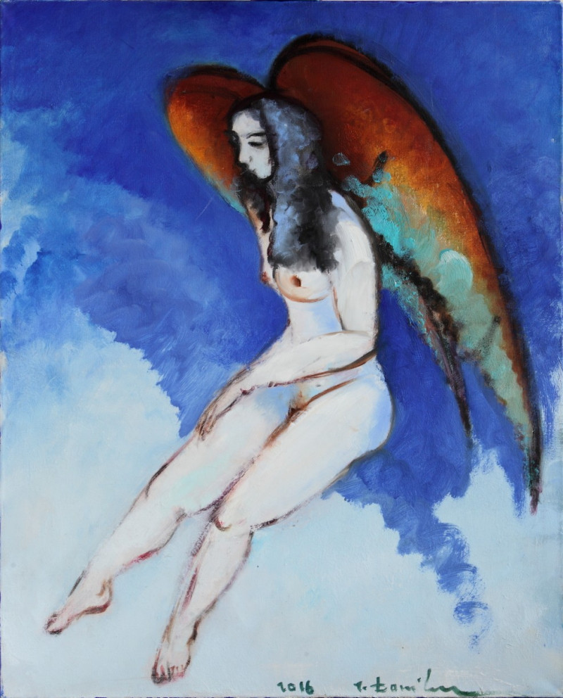 Jonas Daniliauskas tapytas paveikslas Moteris angelo sparnais, Meno kolekcionieriams , paveikslai internetu