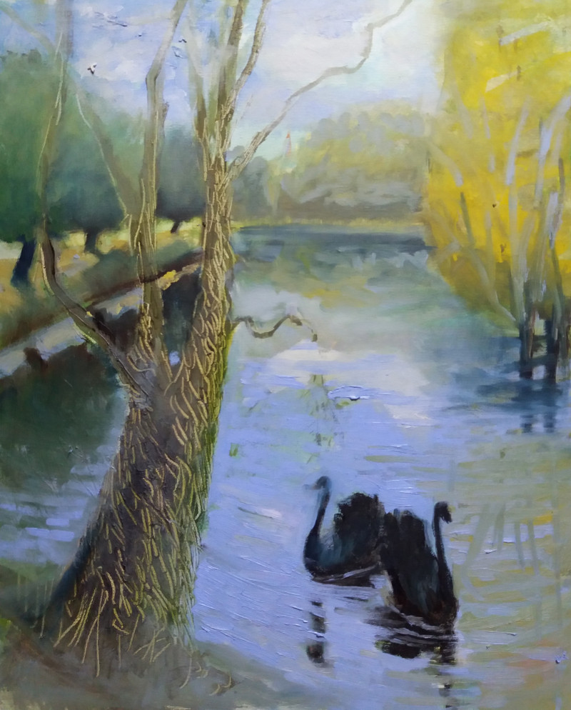 The Black Swan original painting by Rasa Staskonytė. Landscapes