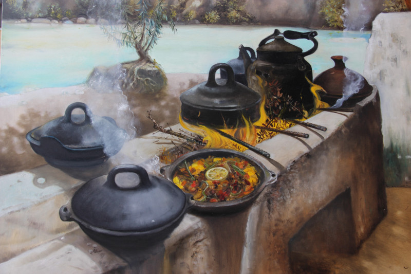 Onutė Juškienė tapytas paveikslas Krosnis prie upės, Realizmas , paveikslai internetu