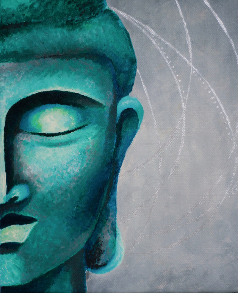 Agnė Mitkutė tapytas paveikslas Smaragdinis Buda, Ramybe dvelkiantys , paveikslai internetu