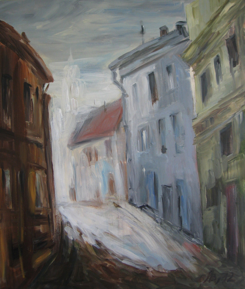 In The Old Town II original painting by Birutė Ašmonienė. Urbanistic - Cityscape