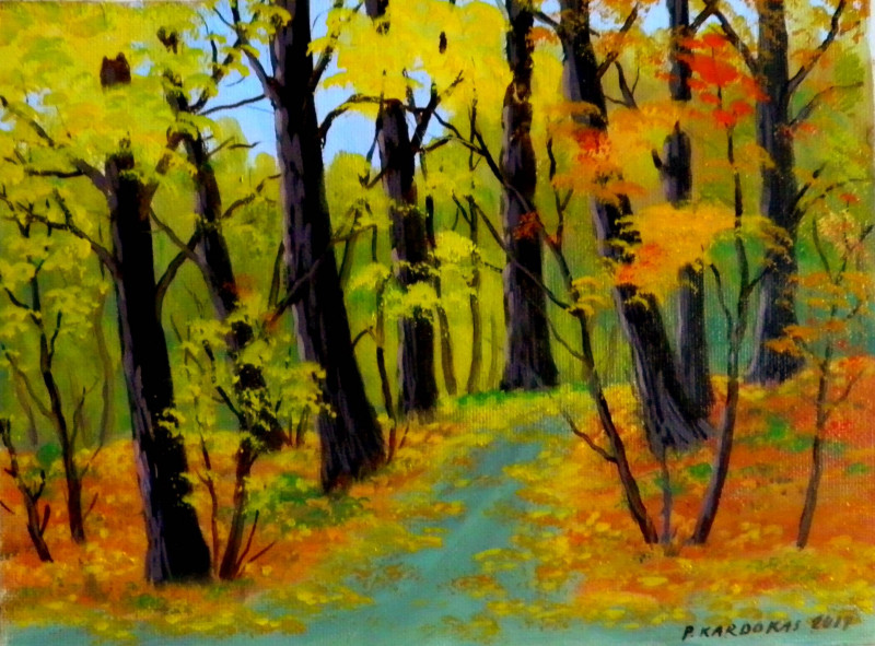 Near Old Rumšiškės-Darsūniškis Road original painting by Petras Kardokas. Paintings With Autumn