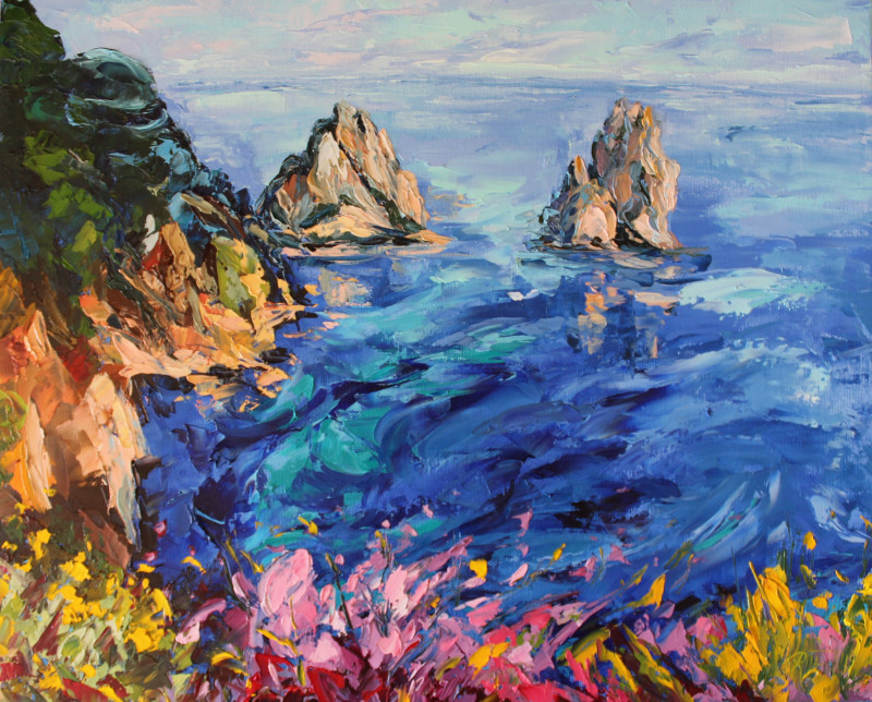 Our days.Capri original painting by Rita Medvedevienė. Oil painting