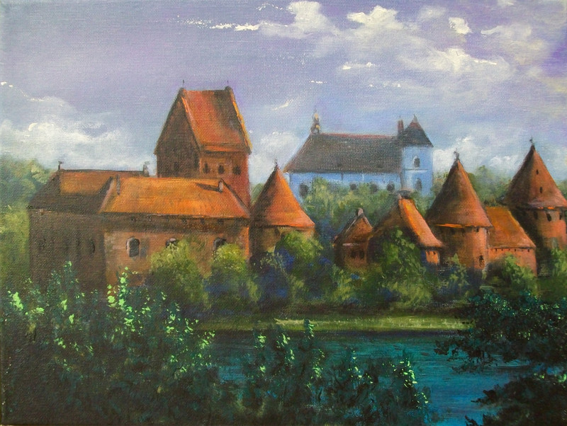 Trakai original painting by Petras Beniulis. Landscapes