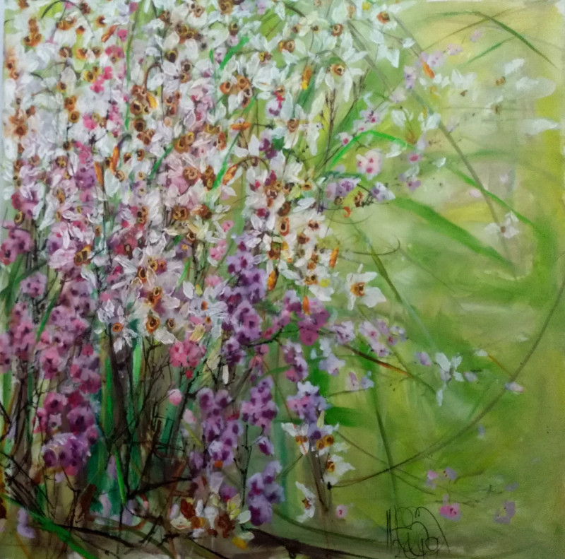 Inesa Škeliova tapytas paveikslas Narcizai 4, Gėlės , paveikslai internetu
