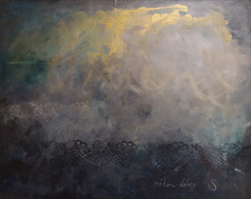 Clouds maconi original painting by Saulė Želnytė. Abstract Paintings