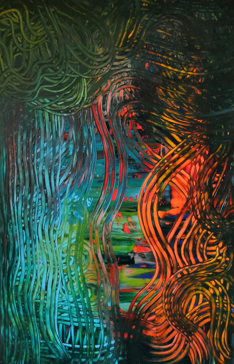 Aušrinė Gudienė tapytas paveikslas Posūkiai ties posūkiais, Abstrakti tapyba , paveikslai internetu