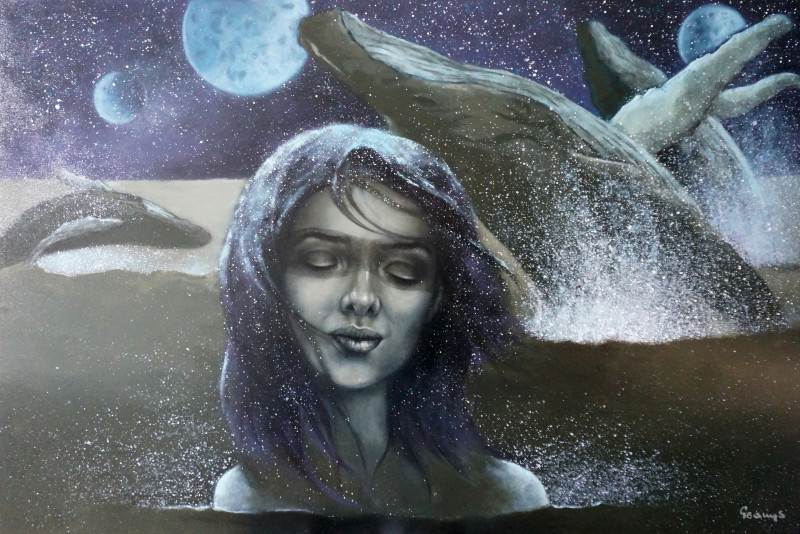 Gintas Banys tapytas paveikslas Mėnesienos muzika, Fantastiniai paveikslai , paveikslai internetu