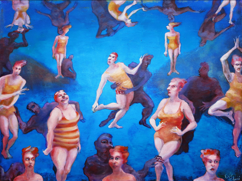 Eglė Colucci tapytas paveikslas Pasiruošimas maudynėms, Meno kolekcionieriams , paveikslai internetu