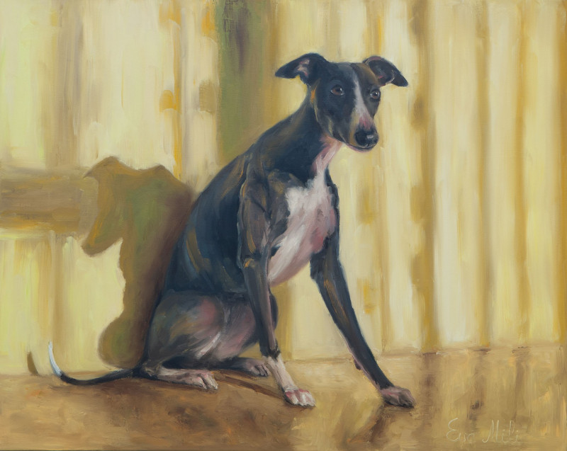 Dog And Shadow original painting by Eva Mili. Animalistic Paintings