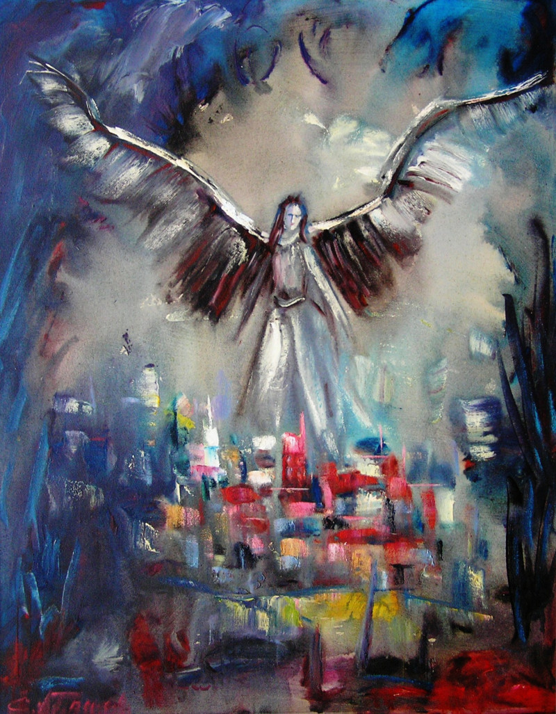 Leonardas Černiauskas tapytas paveikslas Miesto angelas, Angelų kolekcija , paveikslai internetu