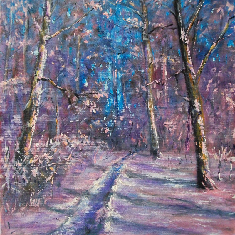 Path original painting by Petras Beniulis. Paintings With Winter