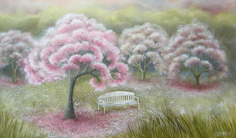 Dreamy garden original painting by Viktorija Labinaitė. Fantastic