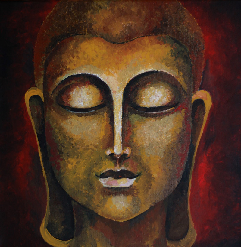 Agnė Mitkutė tapytas paveikslas Bronzinis Buda, Darbo kambariui , paveikslai internetu