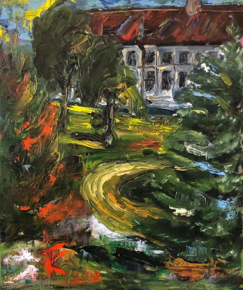 In The Monastery Park original painting by Fausta Kybartienė. Landscapes