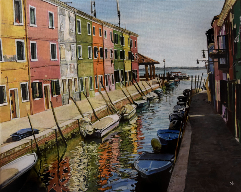 Augustė Santockytė tapytas paveikslas Burano. Venecija, Realizmas , paveikslai internetu