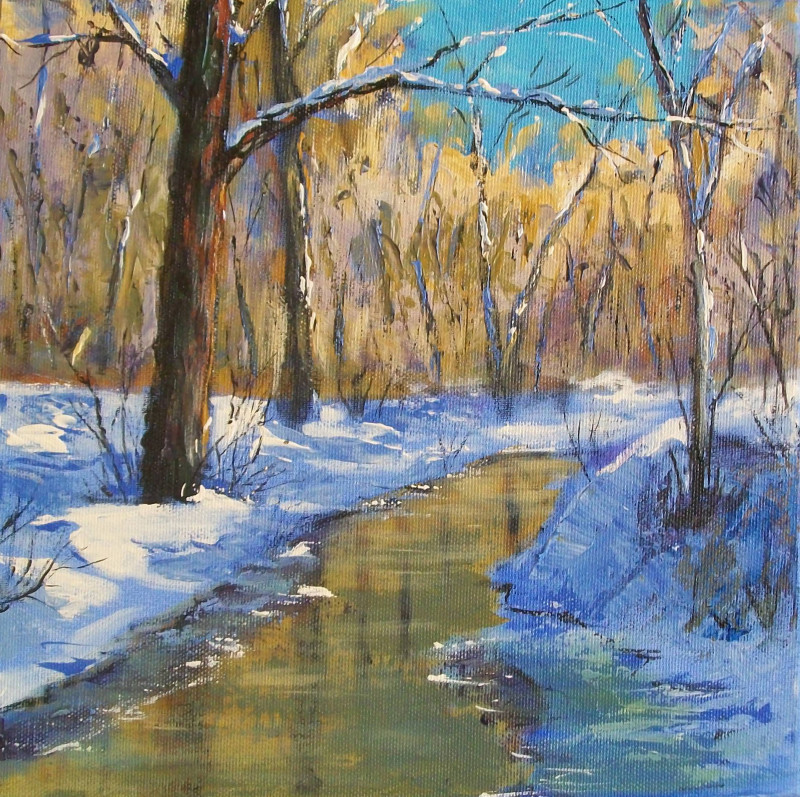 River original painting by Petras Beniulis. Paintings With Winter