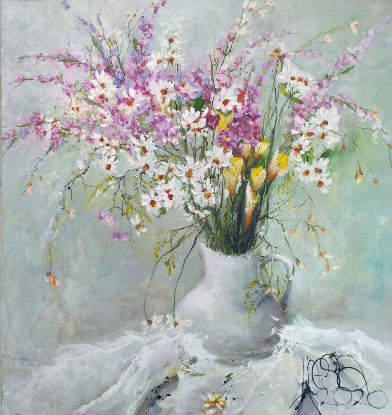 Inesa Škeliova tapytas paveikslas Puokštė 56, Gėlės , paveikslai internetu