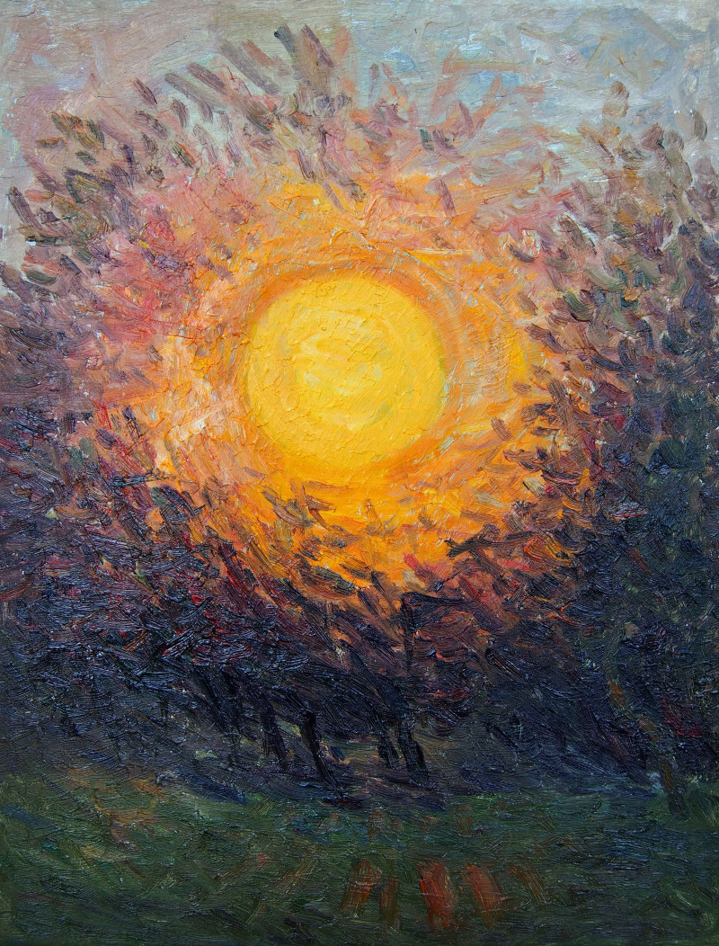 Yellow Sun original painting by Aida Kačinskaitė. Landscapes
