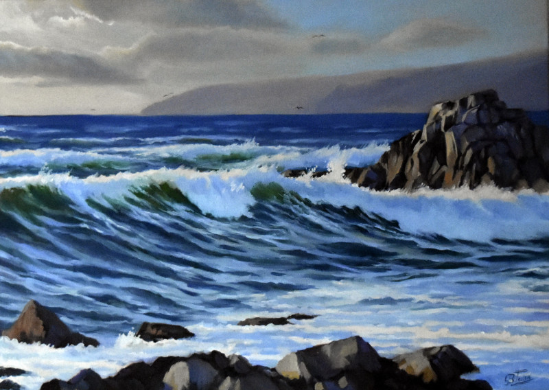 Evening Sea original painting by Serghei Ghetiu. Marine Art