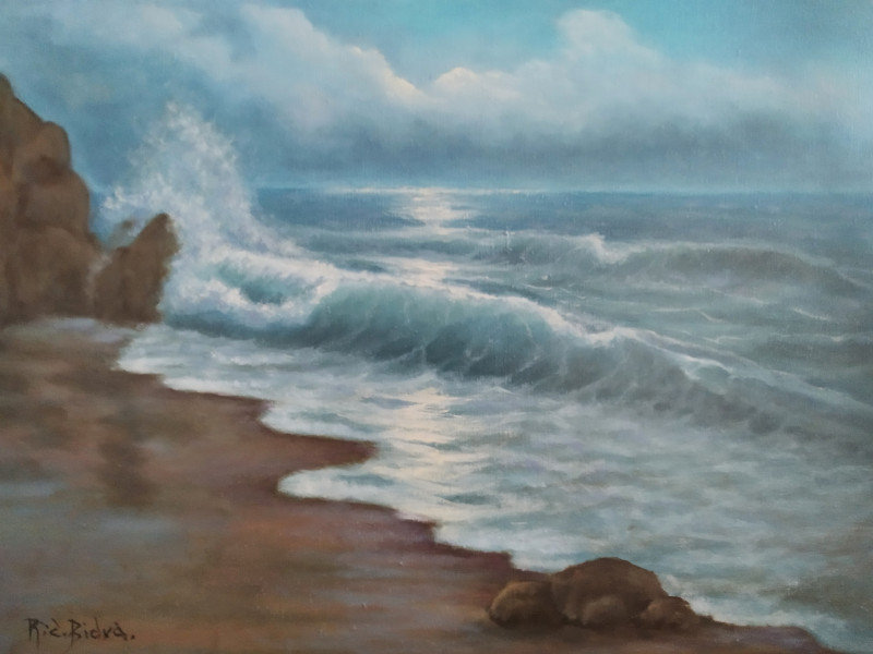 Ričardas Bidva tapytas paveikslas Vakarinė jūra, Jūros , paveikslai internetu