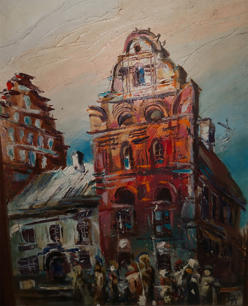 Arvydas Zdanavičius tapytas paveikslas Kauno senamiestis 22, Urbanistinė tapyba , paveikslai internetu