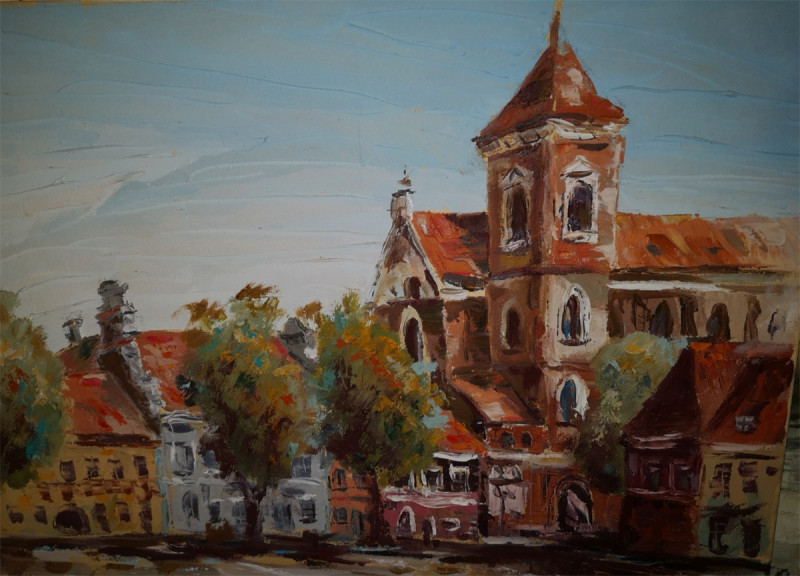 Arvydas Zdanavičius tapytas paveikslas Kauno senamiestis 25, Urbanistinė tapyba , paveikslai internetu