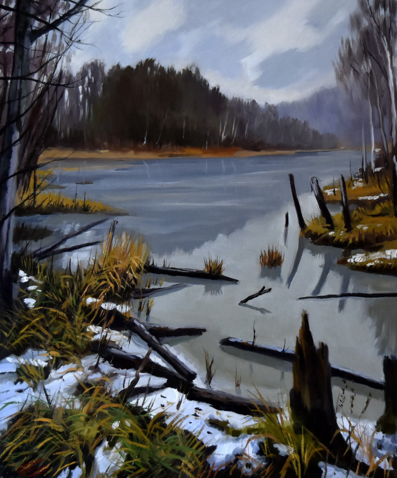 Last Snow original painting by Serghei Ghetiu. Paintings With Winter