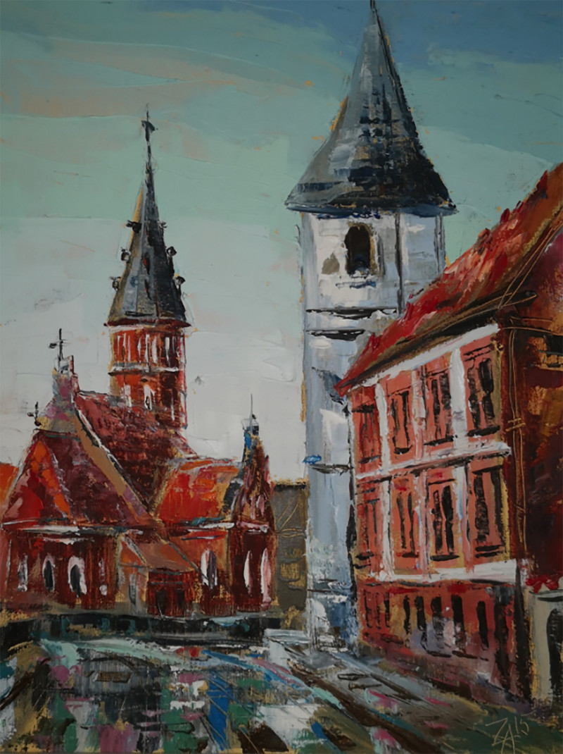 Kaunas Oldtown 7 original painting by Arvydas Zdanavičius. Urbanistic - Cityscape
