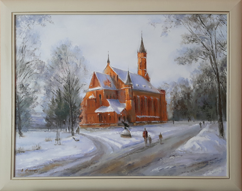 Aleksandras Lysiukas tapytas paveikslas Druskininkai, žiema, Urbanistinė tapyba , paveikslai internetu