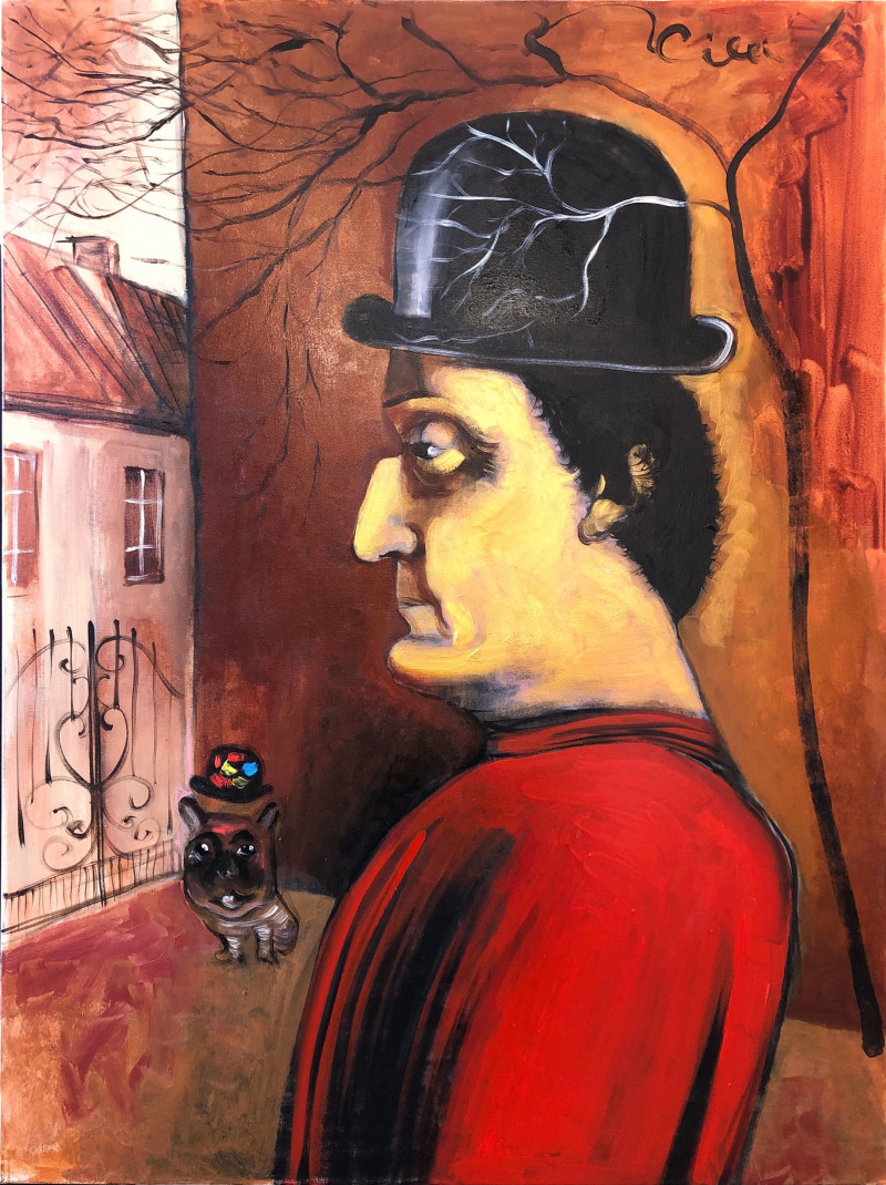 Literate Street Gentleman original painting by Linas Cicėnas. Portrait