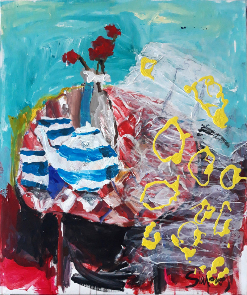 Simonas Skrabulis tapytas paveikslas Jaukūs pusryčiai, Abstrakti tapyba , paveikslai internetu