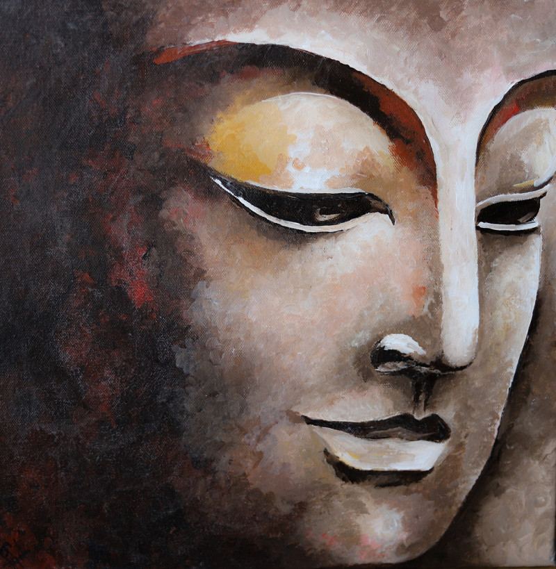 Agnė Mitkutė tapytas paveikslas Akmeninis Buda, Fantastiniai paveikslai , paveikslai internetu