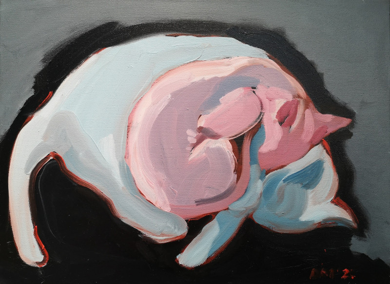 Donara Manuk tapytas paveikslas Karantinas: miegas, tapyba ir katės, Abstrakti tapyba , paveikslai internetu