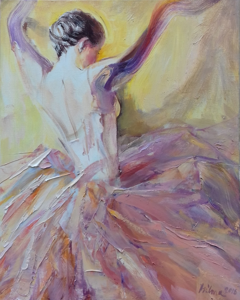 Woman - Bird original painting by Vilma Vasiliauskaitė. Dance - Music