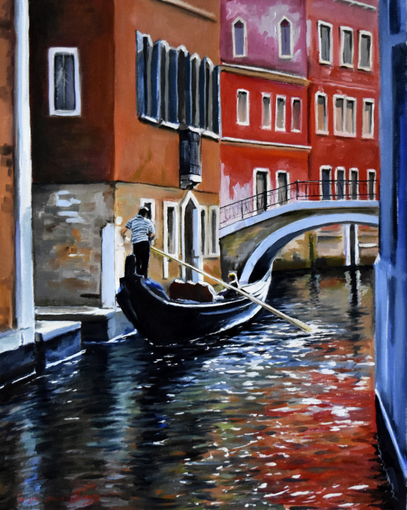 Work Day In Venice / donation to Ukraine original painting by Serghei Ghetiu. Slava Ukraini