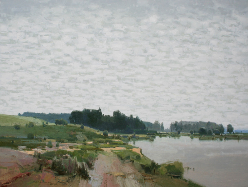 When sky is grey original painting by Vytautas Laisonas. Landscapes