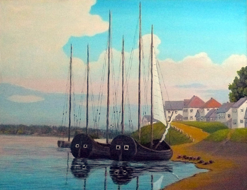 Aleksotas XIX a. original painting by Petras Kardokas. Oil painting