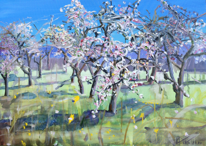 Apple Tree Garden original painting by Vytautas Poška. Landscapes